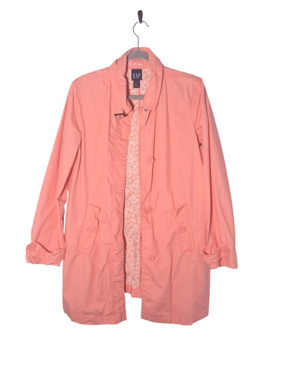 Gap Maternity Coral Pink Lightweight Jacket With Floral Lining Medium